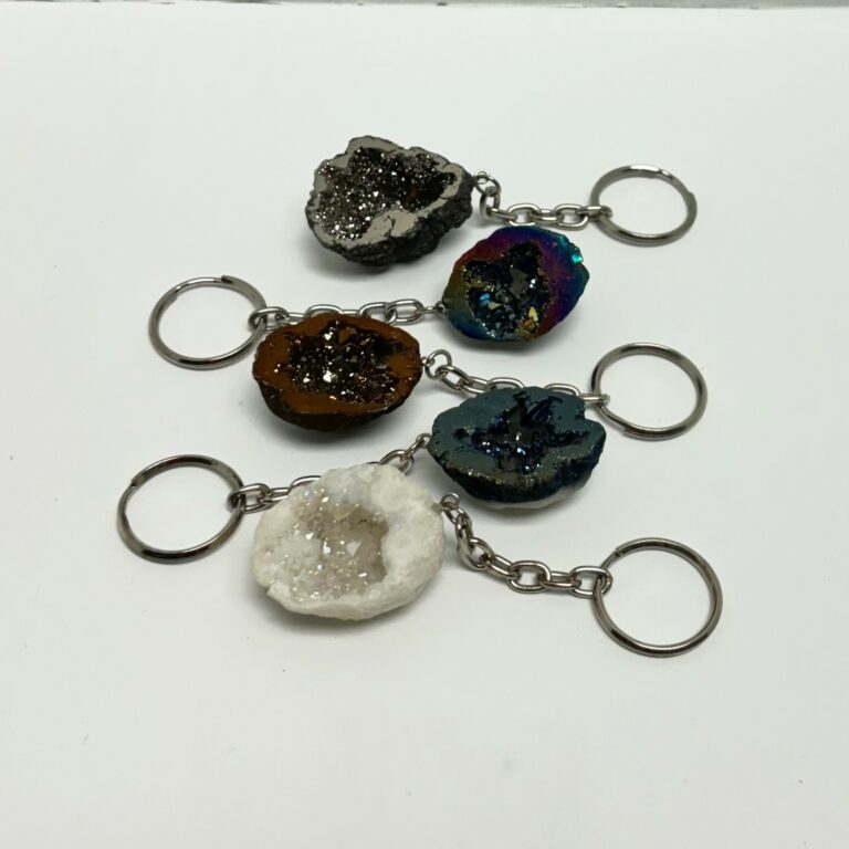 Moroccan Geode Aura Plated Keychains