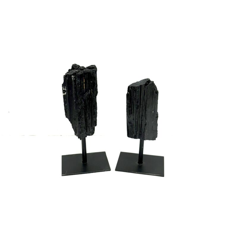 Black Tourmaline on Metal Stand