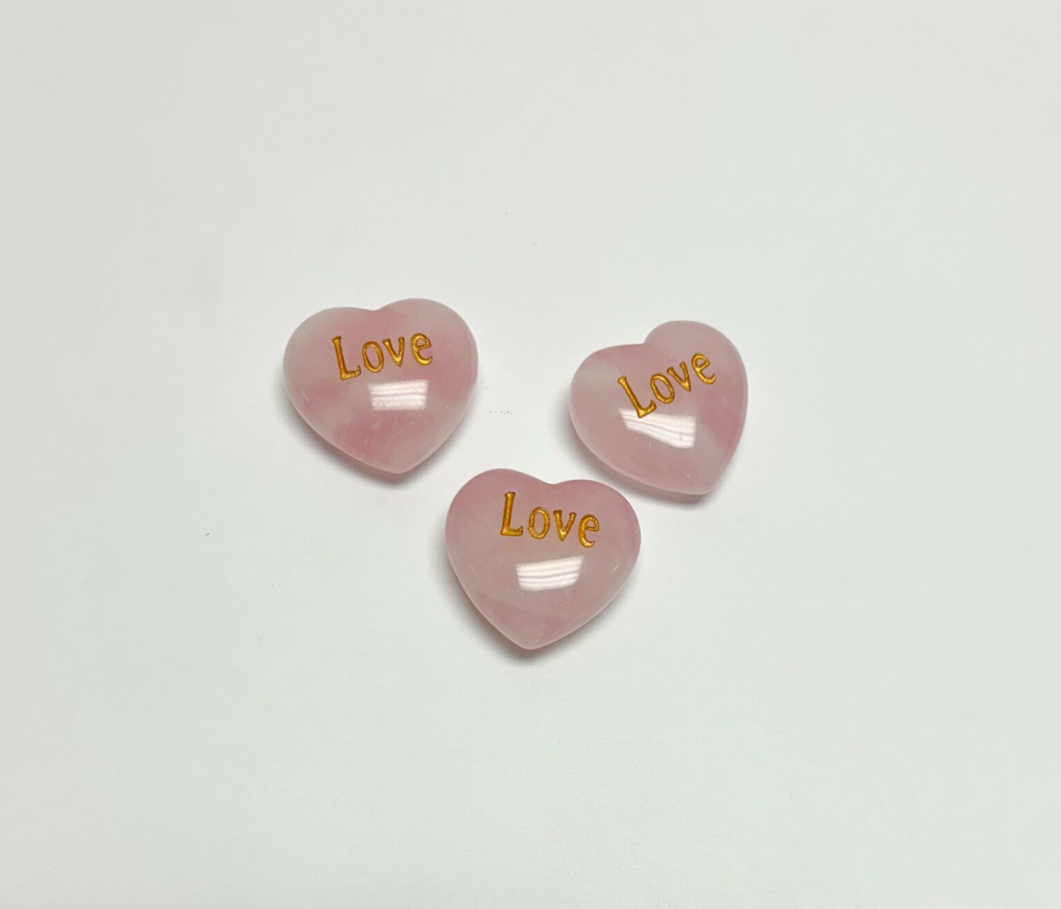 Rose Quartz Heart "Love" Word Stone