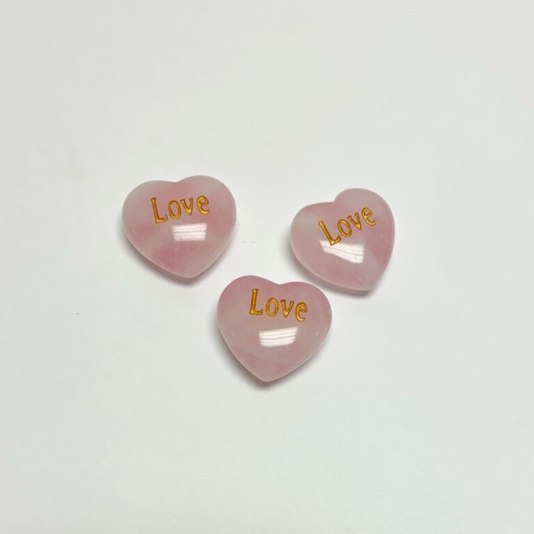 Rose Quartz Heart "Love" Word Stone
