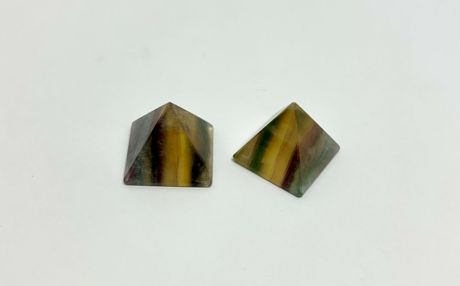 Yellow Striped Fluorite Pyramid
